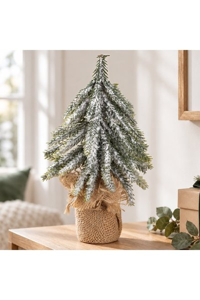 DD SHOP Brad decorativ de Crăciun, cu crengi înzăpezite, bază acoperită cu iu...