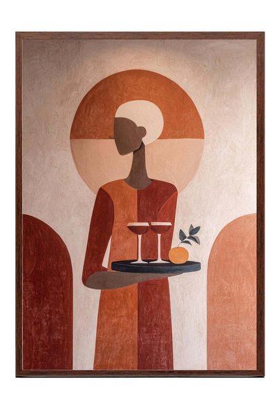 Postifull Minimalist Figure and Orange Tones Poster – Brown-Framed Painting N...