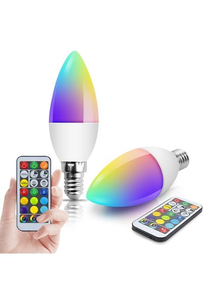GENERAL مصباح E14 متغير الألوان، مصباح RGB بقوة 5 واط، مصابيح LED قابلة للتعت...