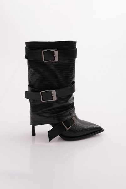 DGN 12024 Women's Heeled Boots with Buckle Detail
