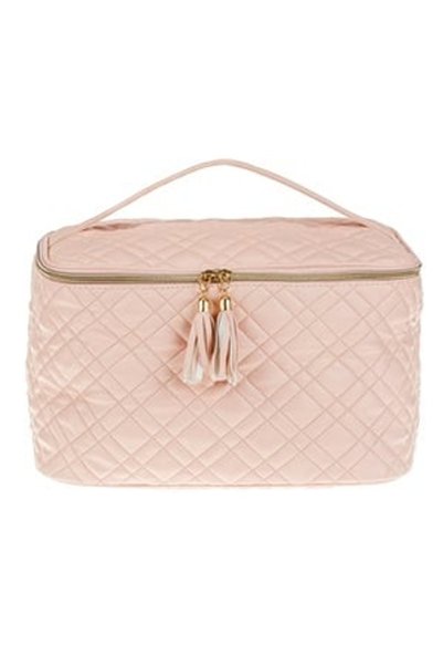 DD SHOP Portfard valiza maner matlasat powder pink 31x19x16cm organizare cosm...