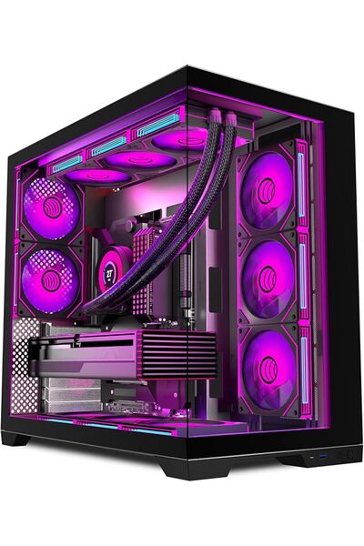 GENERAL علبة كمبيوتر للألعاب ATX، علبة متوسطة الحجم بتصميم مزدوج الغرف يسمح ب...