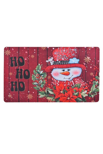 DD SHOP Covoraș de intrare cu om de zăpadă și mesaj HO HO HO, multicolor, 75x...