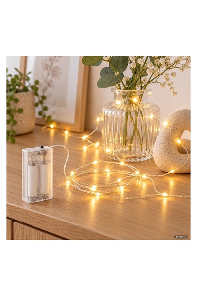 OEM Instalație de Crăciun cu 20 LED-uri pe Sârmă Argintie – Alb Cald – Decor ...
