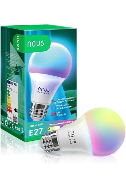 Nous مصباح ذكي P3 بتقنية الواي فاي، مزود بإضاءة RGB، ومقبس E27، ومتوافق مع أن...