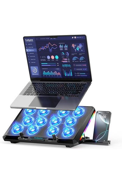 GENERAL حامل تبريد للابتوب مع مروحة، قاعدة قابلة للتعديل للاستخدام مع أجهزة ا...