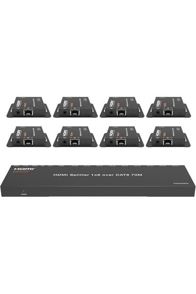 GENERAL موزع HDMI 4K 1x8 بمدى 70 متر/230 قدم عبر الإيثرنت، موزع POC لتلفزيون ...