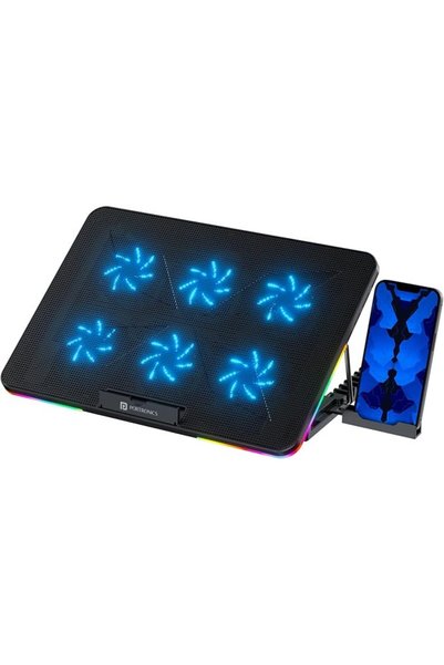 PORTRONICS My Buddy Air Cooling Pad Laptop Stand with 6 Cooling Fans, RGB Lig...