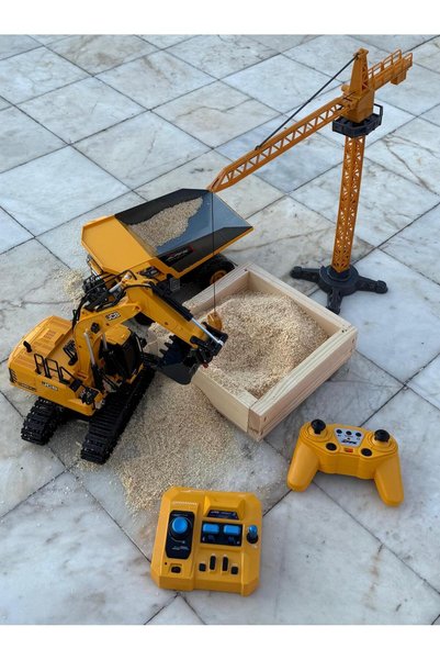 alpmodel Uzaktan Kumandalı Sarjlı 2.4 GHZ Metal Uçlu Eksvatör Damperli Kamyon...