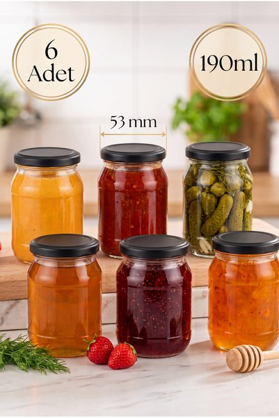 Milea 6-Piece Multi-Purpose 190 Cc Metal-Lidded Glass Jars for Canning, Jam, ...