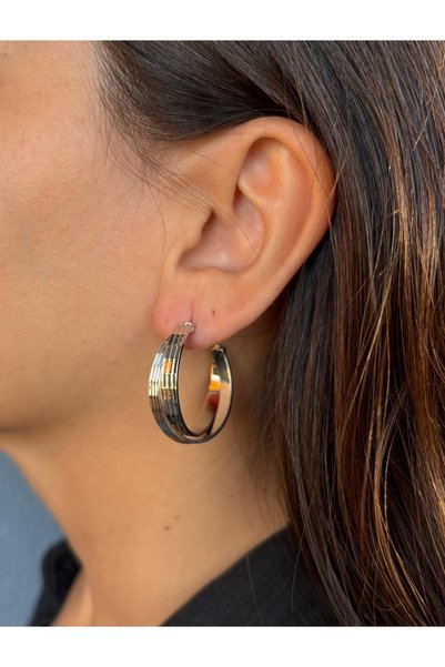 nunu takı Double-Loop Silver Earrings