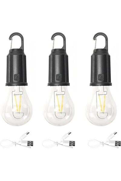 Lawazim 3-Pack Hanging Camping Light - Style 2 - USB Rechargeable LED Lantern...