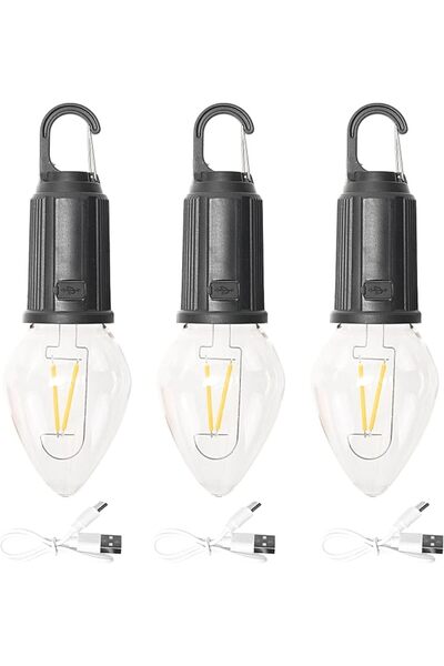 Lawazim 3-Pack Hanging Camping Light - Style 2 - USB Rechargeable LED Lantern...