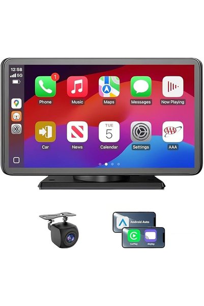 GENERAL شاشة محمولة تدعم نظامي Apple CarPlay وAndroid Auto للسيارة، شاشة لمس ...