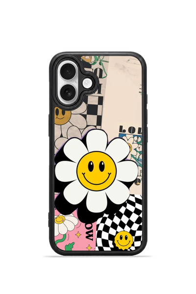 PiyasaSepeti غطاء هاتف iPhone 16 Vorian Black Hole بتصميم ريترو مع نقشة زهرة ...