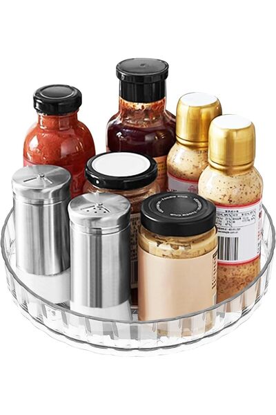 TERRIFI Lazy Susan Organizer for Space-Saving Storage, 8.3 Inch Clear Acrylic...