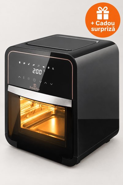 Berlinger Haus Friteuză cu Aer Cald tip Cuptor 12 L, 2000 W, Rotisor, 3 Grăta...