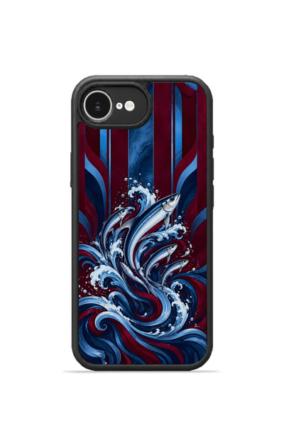 PiyasaSepeti iPhone 16E Vorian Black Hole Case, Navy Blue and Red, Sea Dragon...