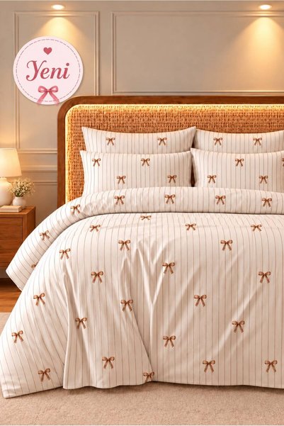 Sheri Home Tekstil Yeni Fiyonk Lastikli Çarşaflı Çift Kişilik Nevresim Takımı...