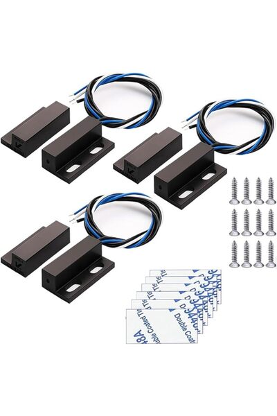 Gebildet 6pcs Recessed Wired Security Window Door Contact Sensor Alarm Magnet...