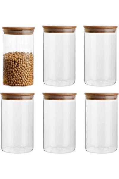 GENERAL Flrolove 35oz/1000ml Clear Glass Food Storage Containers Set Airtight...