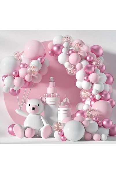 Soofam Pink Balloons Arch Garland Kit, 104 PCS Pink White Metallic Pink Rose ...