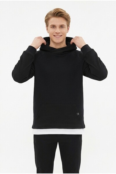 Generic Brand Men's Three-Thread Brushed Fabric Hooded Sweatshirt with Kangar...