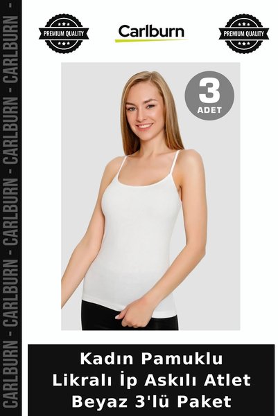 Carlburn Custom-Made Women's Cotton Spandex Tank Top with String Straps, Whit...
