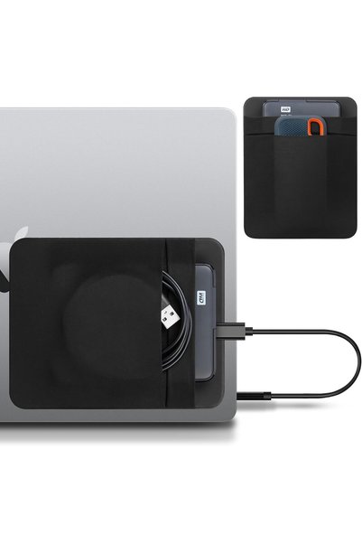 Lacdo HDD & SSD Hard Drive Sleeve Holder for Laptop,2-Pocket Stick on Pouch