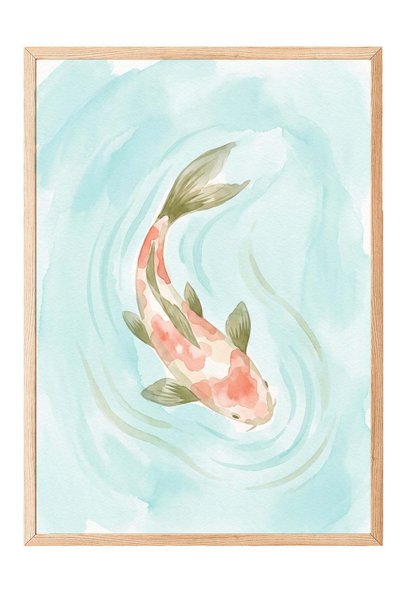 Postifull Koi Fish in Water Poster – Wooden Framed Painting No:160194