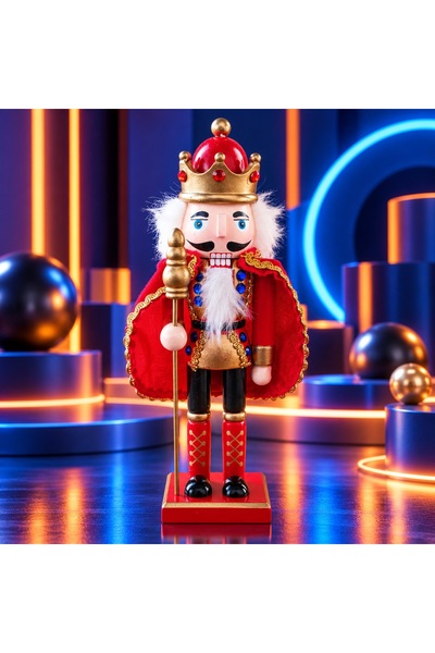 Kuzey High-Quality 26 cm Wooden Hazelnut Cracker Lead Soldier Christmas and N...