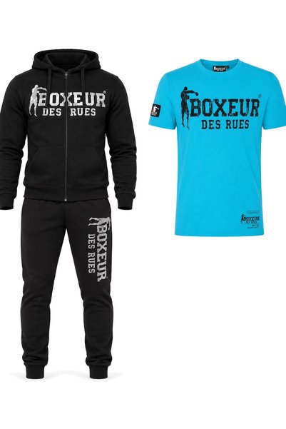 Boxeur Des Rues Set de iarnă: Hanorac cu fermoar negru/titan + Pantaloni negr...