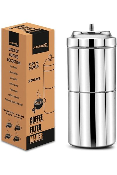 AADHIK South Indian Filter Coffee Maker 200 ML 2-4 Cup Mug Dripper Stainless ...