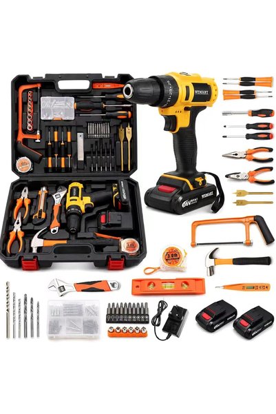 Wemart 128 Piece Power Tools Kit with 36V Cordless Drill, Professional Househ...