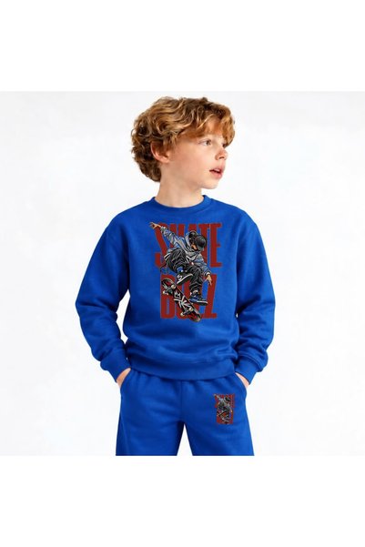 playwear Team Sweatshirt Skateboard-Printed Girls Boys Kids Crew Neck