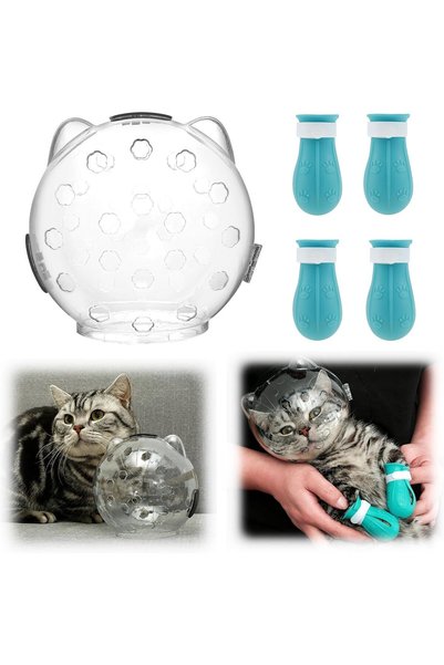 Generic Cat Muzzle, Cat Helmet for Grooming, Breathable Cat Ball Hood with 4 ...