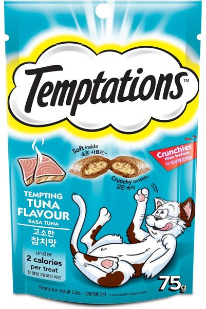 Temptations Temptation Cat Treats with Tempting Tuna, 75g Cat Treats, Crispy ...