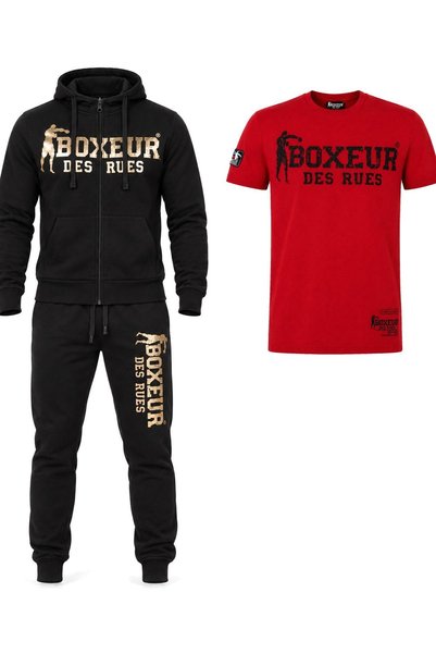 Boxeur Des Rues Set de iarnă: Hanorac cu fermoar negru/auriu + Pantaloni de t...