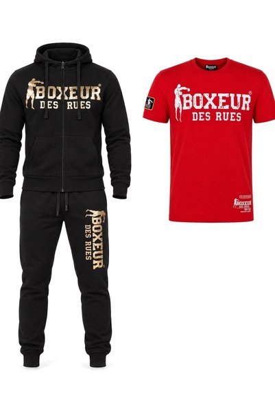 Boxeur Des Rues Set de iarnă: Hanorac cu fermoar negru/auriu + Pantaloni de t...