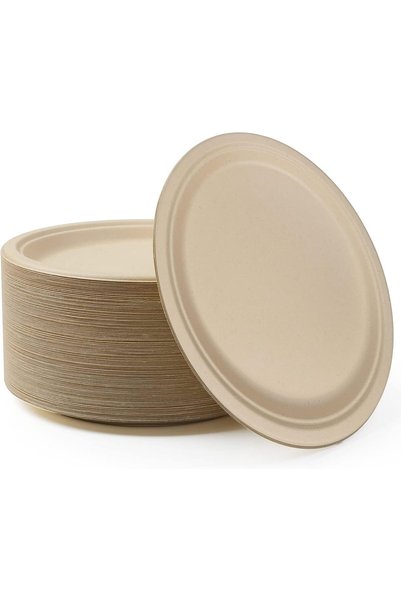 Generic BIGTHREE Compostable Paper Plates, 50 Pcs Disposable Paper Plates, He...