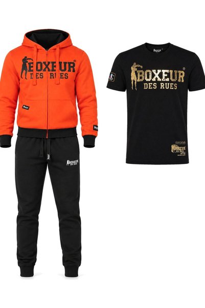 Boxeur Des Rues Set de iarnă: Hanorac cu fermoar portocaliu/negru + Pantaloni...