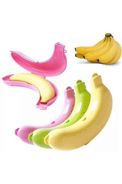 Generic 3 قطع حافظة موز بلاستيكية محمولة للأولاد والبنات، حاوية موز لصندوق ال...