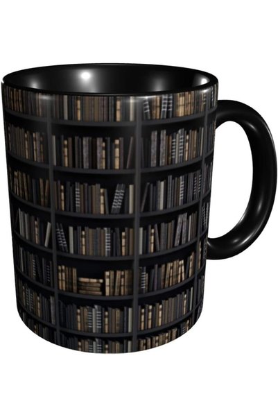 Generic كوب قهوة بتصميم كتب المكتبة، كوب شاي سيراميك مبتكر ومضحك، آمن للاستخد...