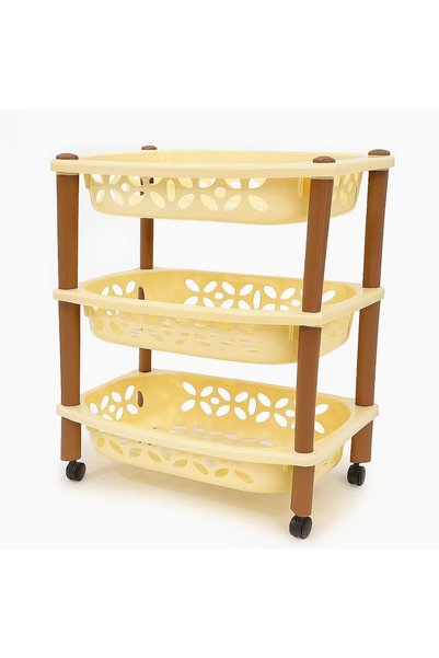 Generic 3-Tier Plastic Storage Basket with Wheels | Plastic Rectangle Kitchen...