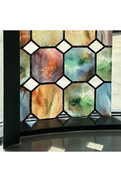 Generic ChicSkin Hand Drawn Stained Glass Window Film Hexagon Terrazzo 28x300cm