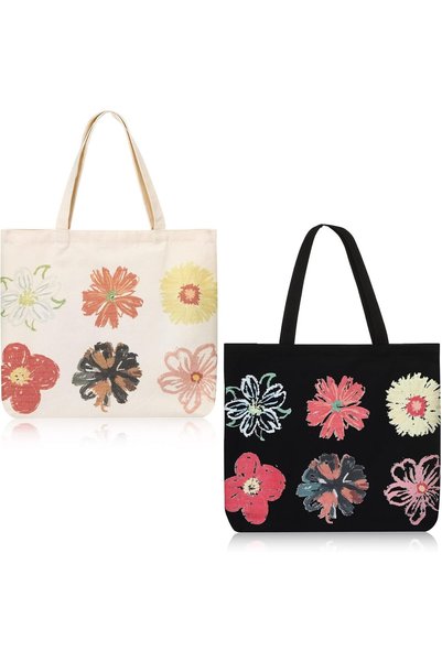Generic Women Floral Canvas Shopping Bags Eco Reusable Foldable Shoulder Bags...