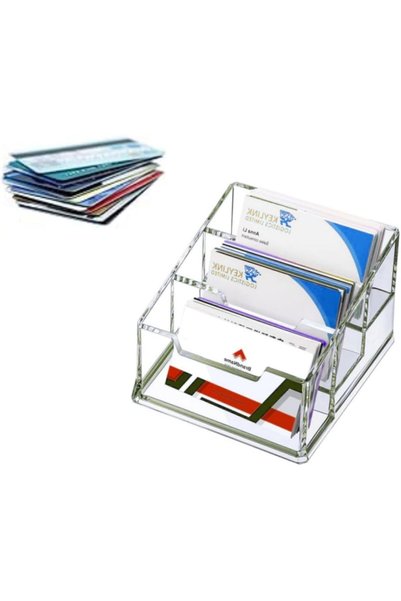 Generic 3 Tier Premium Acrylic Clear Business Card Holder Stand,3 Tier 3 Slot...