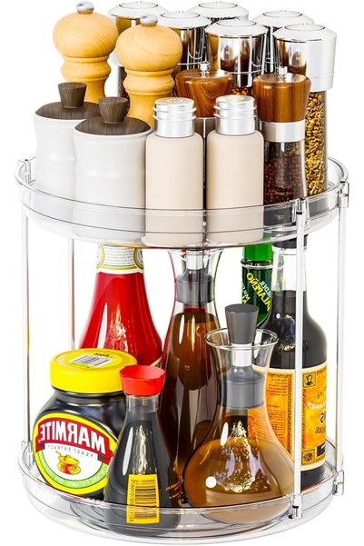 Generic 9.8 Inch Tall 2 Tier Lazy Susan Turntable Organizer for Kitchen Count...