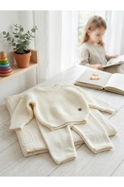INFANT Бебешки трикотажен комплект Belot Слонова Кост 6-9 Месеца