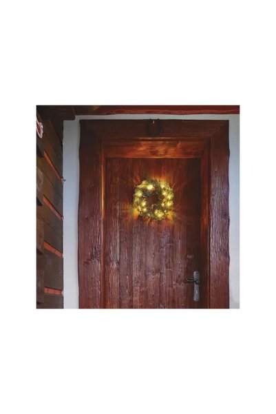 EMOŞ Coroniță de Crăciun EMOS Brad-Inzapezit 38 cm cu 20 LED alb-cald, 2 x AA...